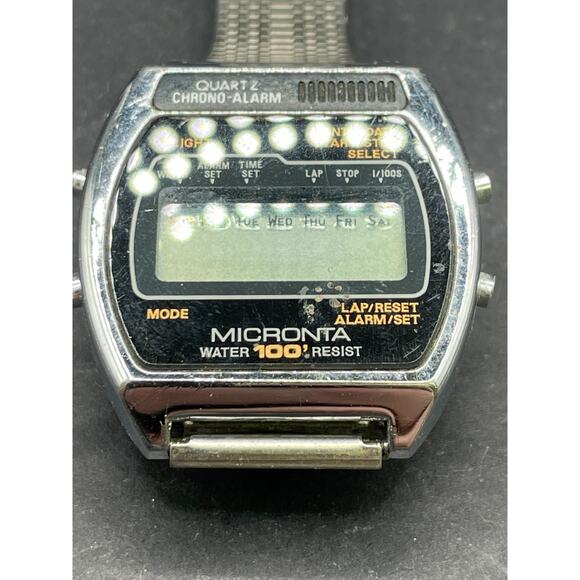 Vintage 1980\'s Micronta Alarm Chronograph Watch Digital LCD Stainless Steel main image 5